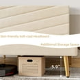 thumbnail image 5 of Full Size Bed Frame, Velvet Full Platform Bed Frame with Adjustable Headboard, Upholstered Bed Frame Full, Wood Slats Support, No Box Spring Needed, Beige, 5 of 9