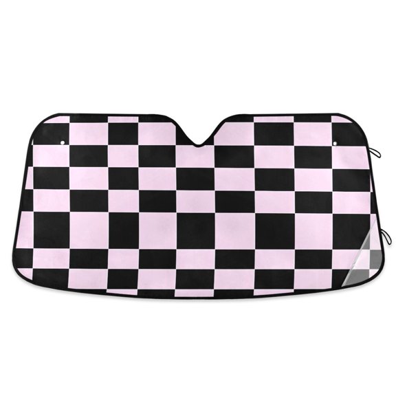 ALAZA Checkered Print Windshield Sun Shade Car Foldable Sun Visor Block UV Rays Protector 55"x27.6"