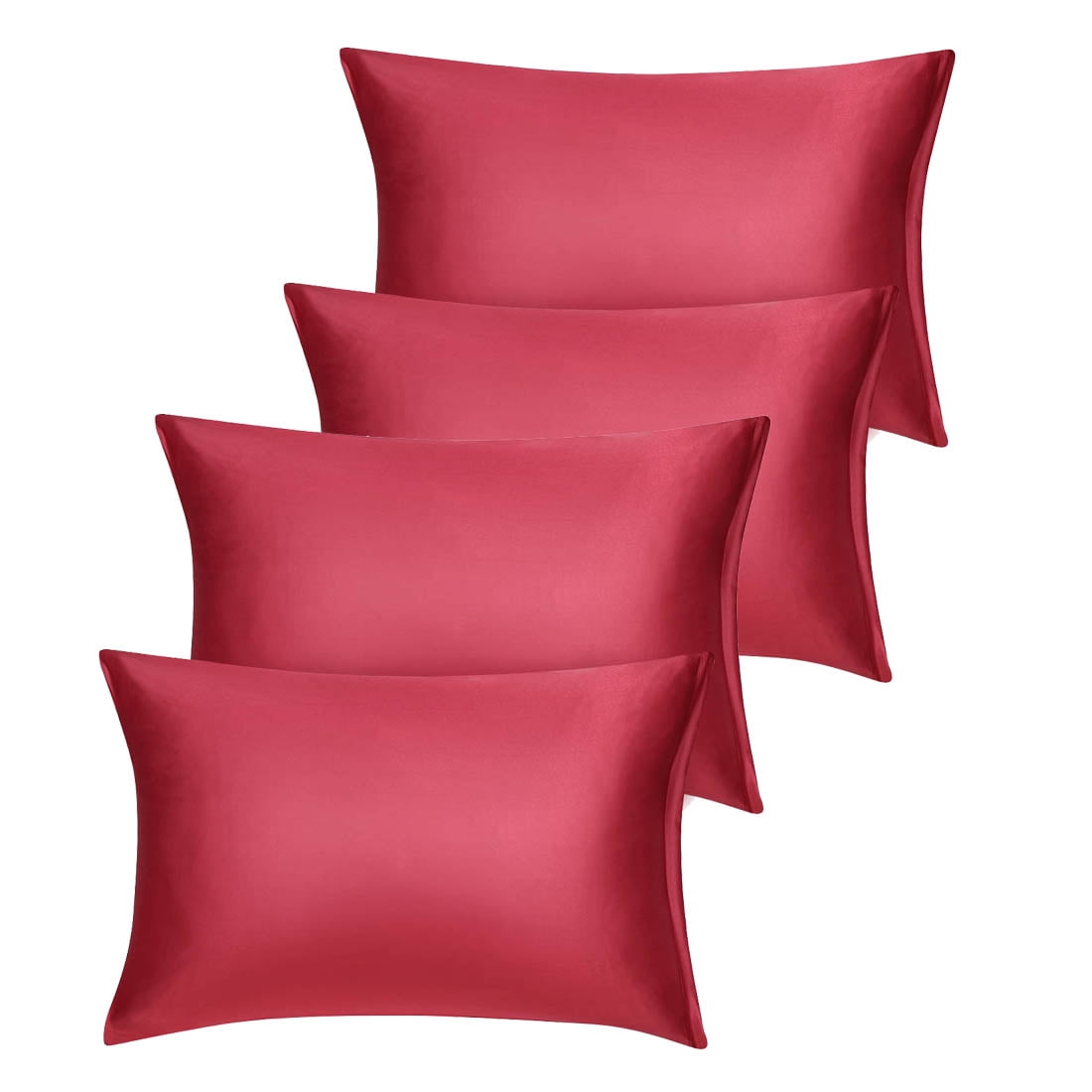 Unique Bargains Set of 4 Silky Satin Pillowcases Pillow Cover Red Queen