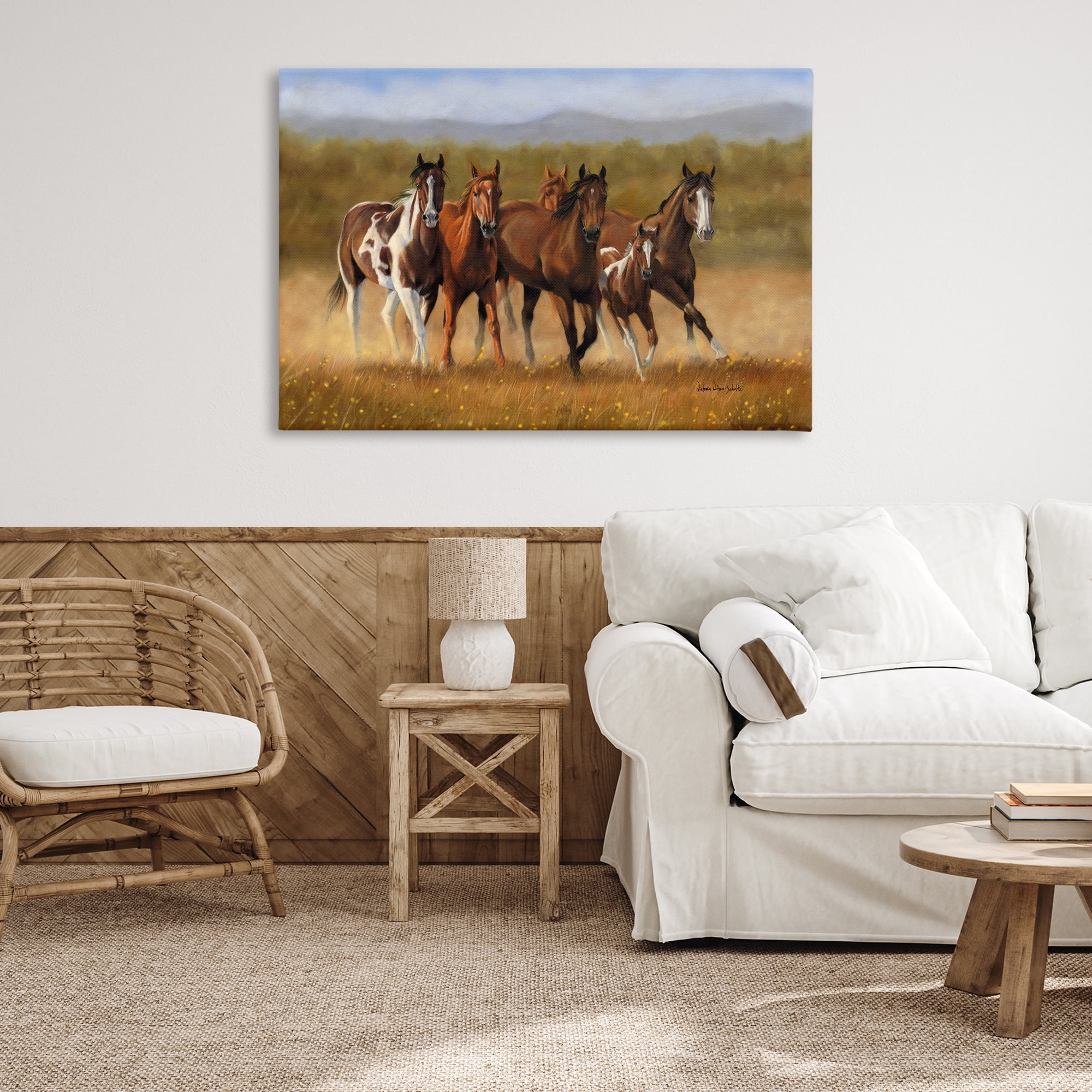 Stupell Industries Foal's First Run Animals & Insects Painting Gallery Wrapped Canvas Art Print Wall Art, 45 x 30