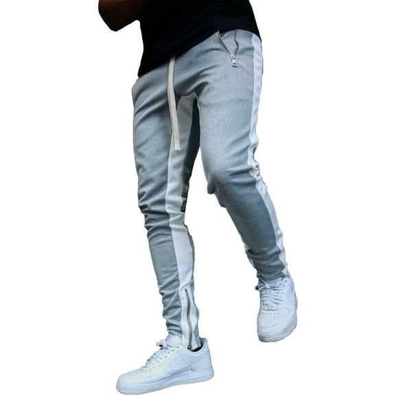 Men Sweapants Casual Slim Fit Zipper Pocket Jogger Teens Hip Hop Sweatpants  Colorblock Sport Running Dancing Track Pants Trousers