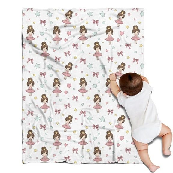 Ballet Princess Pattern Blanket,Comfortable Soft Lamb Wool Throw Blanket,All Season,Warm Lightweight Blankets for Sofa Bed Couch Living Room Chair,30"x40"