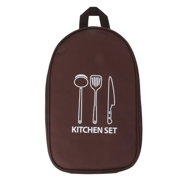 Bolsa para utensilios de cocina de viaje para camping, con asa, para barbacoa, color marrón