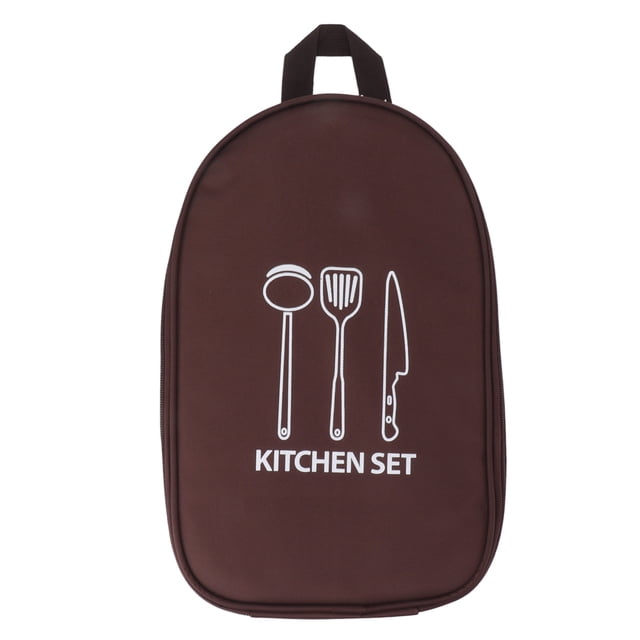 Bolsa para utensilios de cocina de viaje para camping, con asa, para barbacoa, color marrón