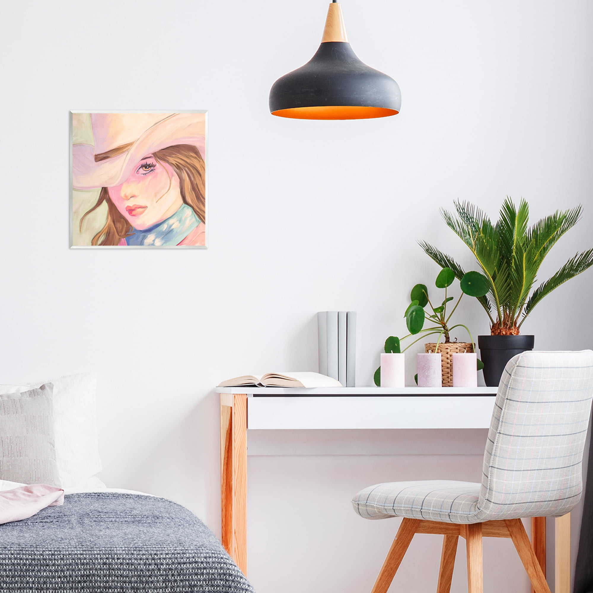 Pastel Cowgirl Brunette Wall Plaque Art, design by Kim Allen