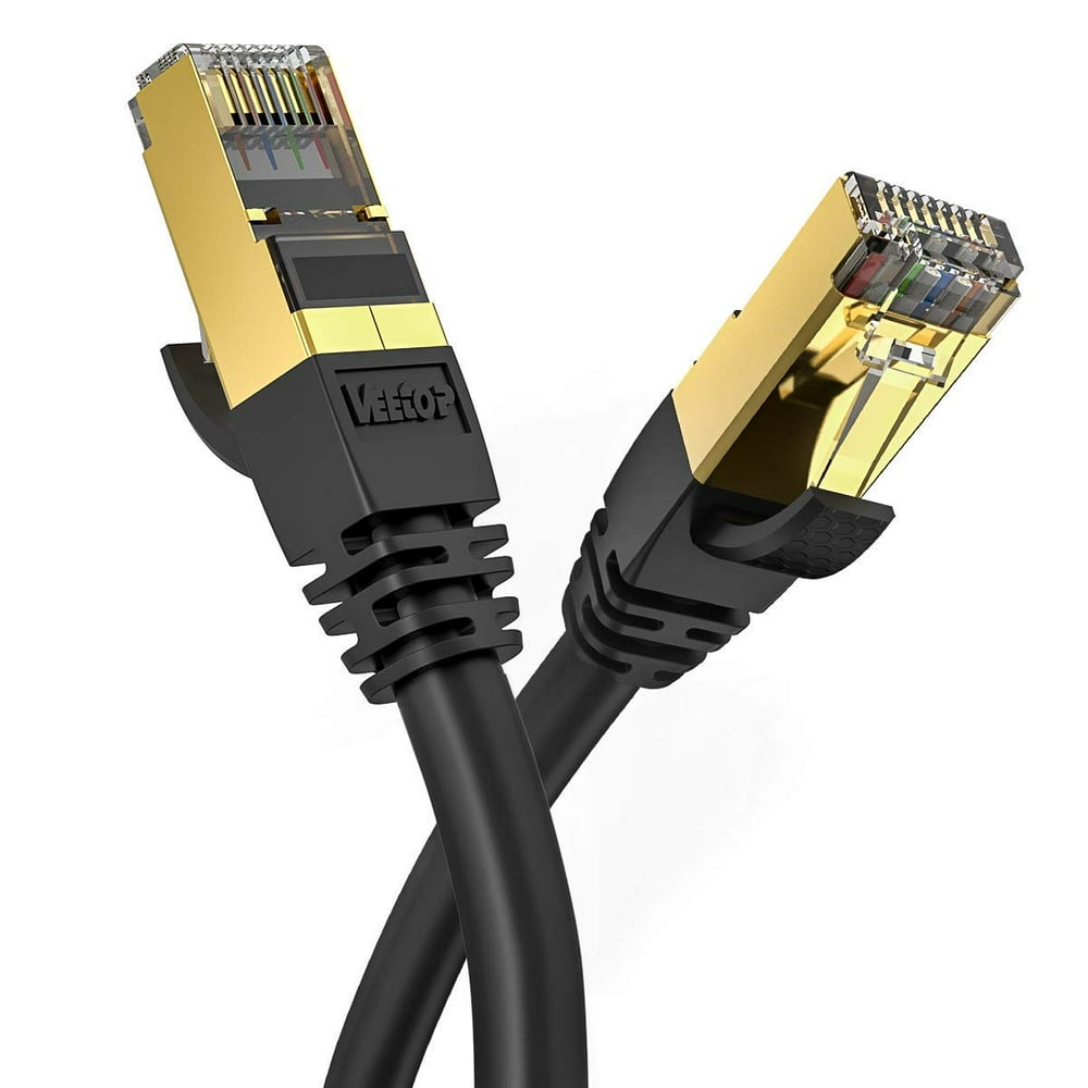 VEETOP 3m/10ft Black Cat8 Cable, Professional Network Patch