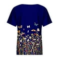 thumbnail image 5 of Dyegold Summer Tops for Women 2023 Trendy, Cute Summer Tops for Women Floral Print Basic Henley Shirts Round Neck Short Sleeve Blouse Casual Loose Fit Tunics, 5 of 5