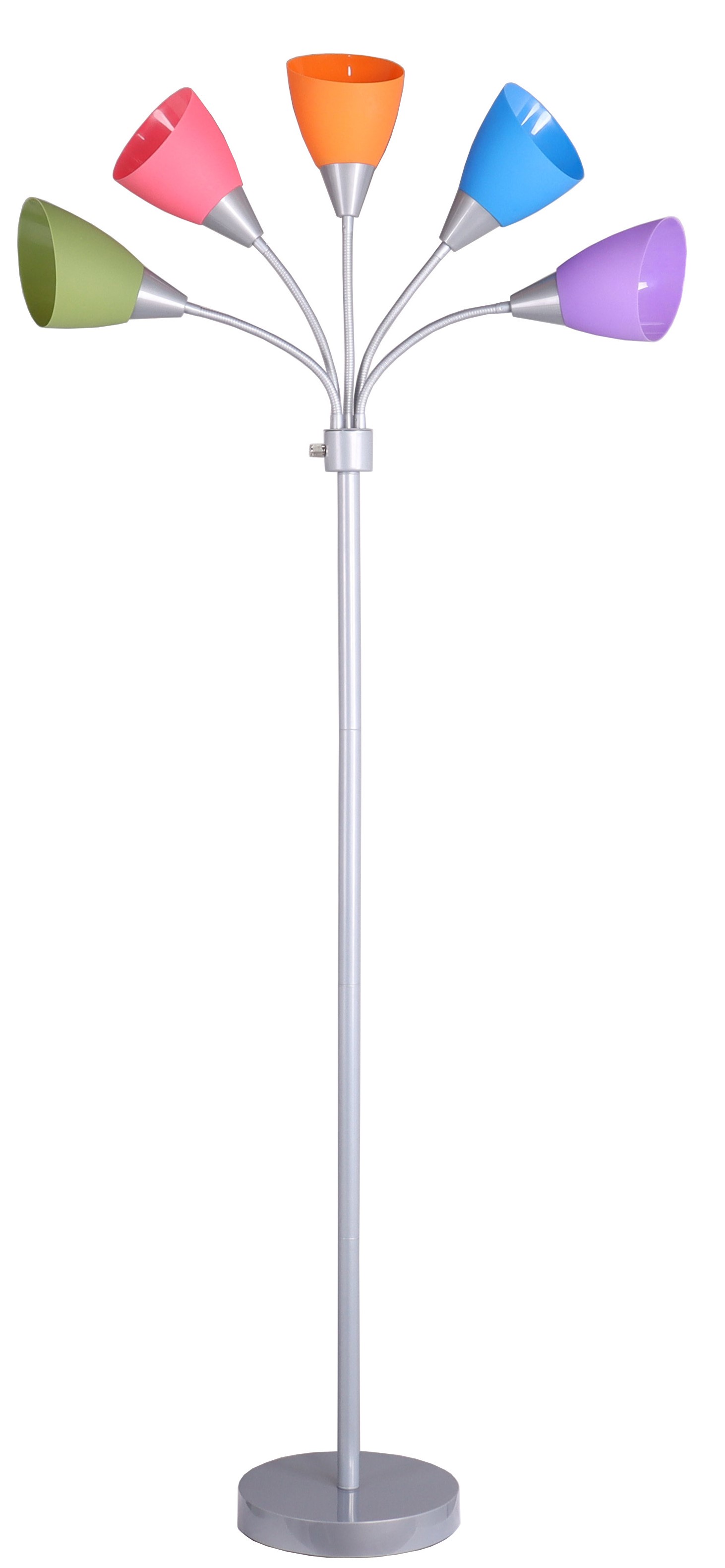 Mainstays Multi-Color 5 Light Floor Lamp with Silver Finish