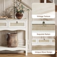 thumbnail image 6 of LAZZO 51” Boho Rattan Console Table, Narrow Entryway Table with 3 Drawers & Open Shelf, White, 6 of 9