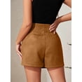 thumbnail image 4 of Faux Suede Mini Skirt Fall Winter Bodycon Short Suede Mini Skort for Women Khaki M, 4 of 9