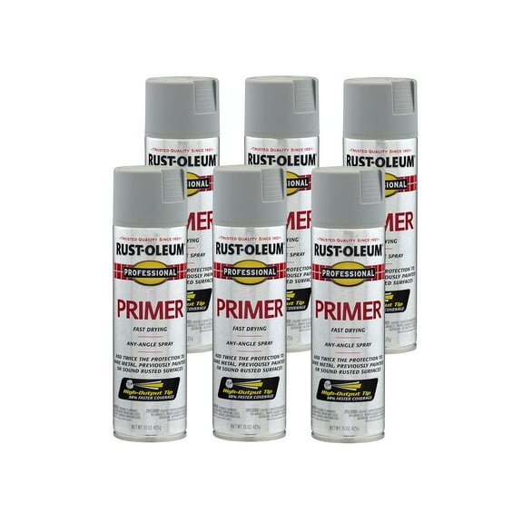 Rust-Oleum Professional Primer Spray - Flat Gray - 6 Pack, 15 Ounce