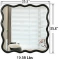 thumbnail image 3 of Wavy Wall Mirror 36"x36" Square Modern Solid Wood Frame Bathroom Vanity Mirror Living Room Decor Mirror for Bedroom Cloakroom Entryway, Black, 3 of 9