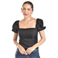 thumbnail image 1 of Blusa smock de escote cuadrado Roman Fashion/Juvenil, 6955 (Negro) negro EG, 1 of 5