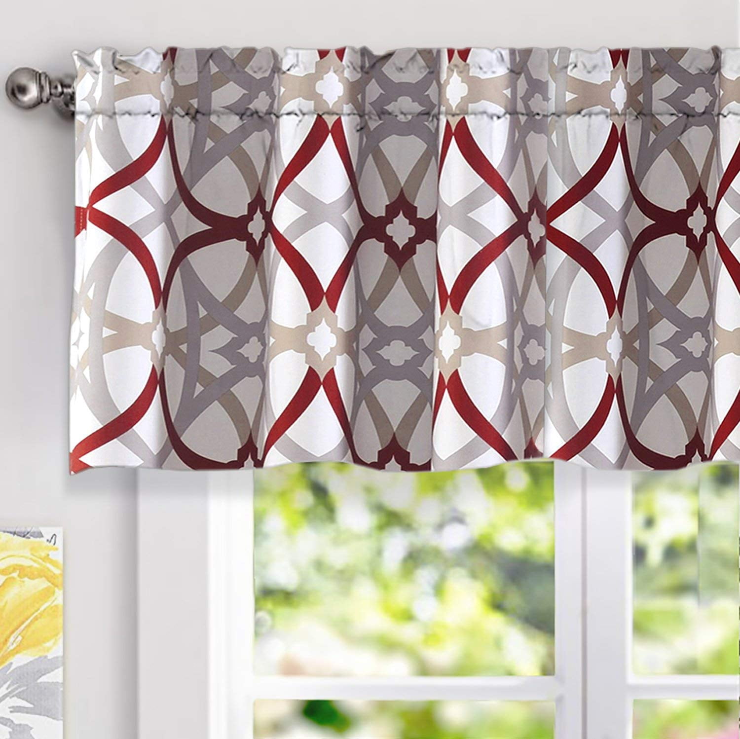 DriftAway Alexander Spiral Geo Trellis Pattern Window Curtain Valance ...