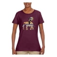 thumbnail image 2 of Wild Bobby, Cute Colorful Elephant Squirrel Mosaic, Animal Lover, Women Graphic Tee, Maroon, Large, 2 of 4