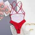 thumbnail image 7 of kpoplk Women's One Piece Swimsuit Sports Adjustable Strap Bathing Suit Color Block Ribbed High Cut Swimsuits Red,L, 7 of 7