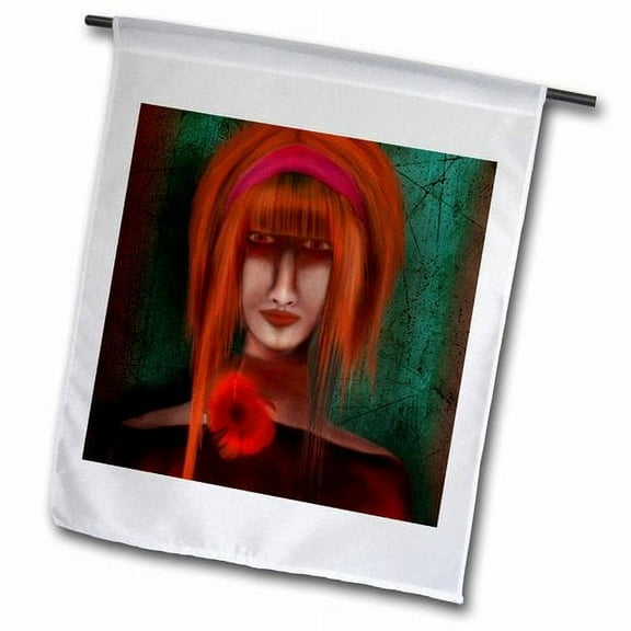3dRose, Redhead Portrait, 18 x 27 inch Garden Flag
