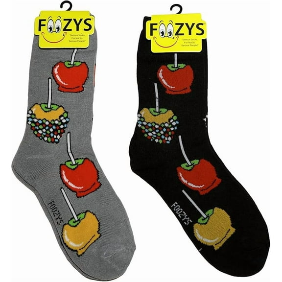 Foozys Women’s Crew Socks | Candy Apples Carnival Fashion Novelty Socks | 2 Pairs Included in Two Colors