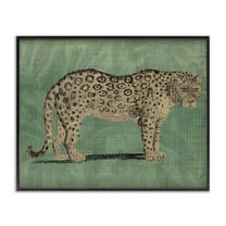 Stupell Industries Traditional Cheetah on Green Animals & Insects Painting Black Framed Art Print Wall Art, 30 x 24