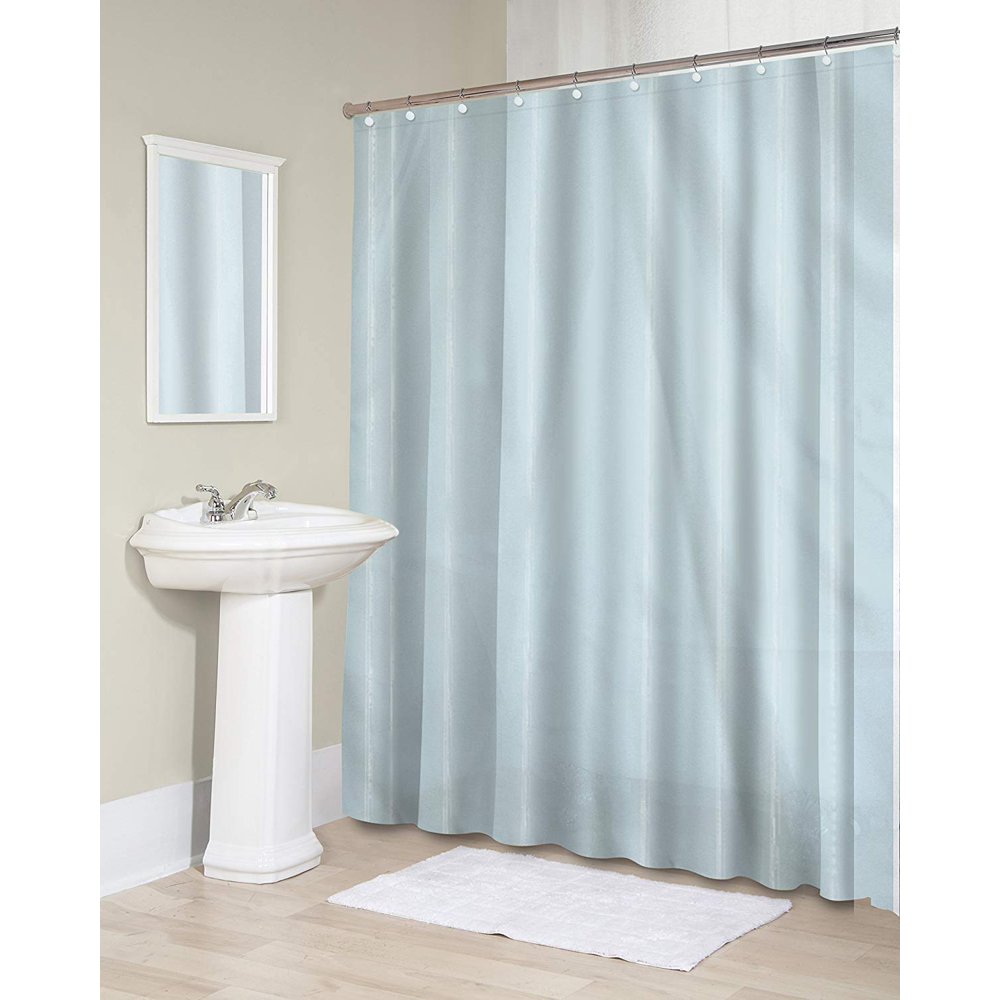 Splash Home Sheer Fabric Microfiber Shower Curtain Or Liner with 12
