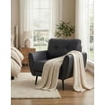 thumbnail image 4 of LAZZO Tufted Leather Accent Chair, Mid-Century Modern Upholstered Armchair for Living Room and Bedroom, Black, 4 of 8