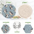 thumbnail image 4 of Haosy Set of 6 Drink Woven Coaster with Holder Heat Resistant Non-Slip Bar Coasters 4 Inches Lovely Penguins, 4 of 7