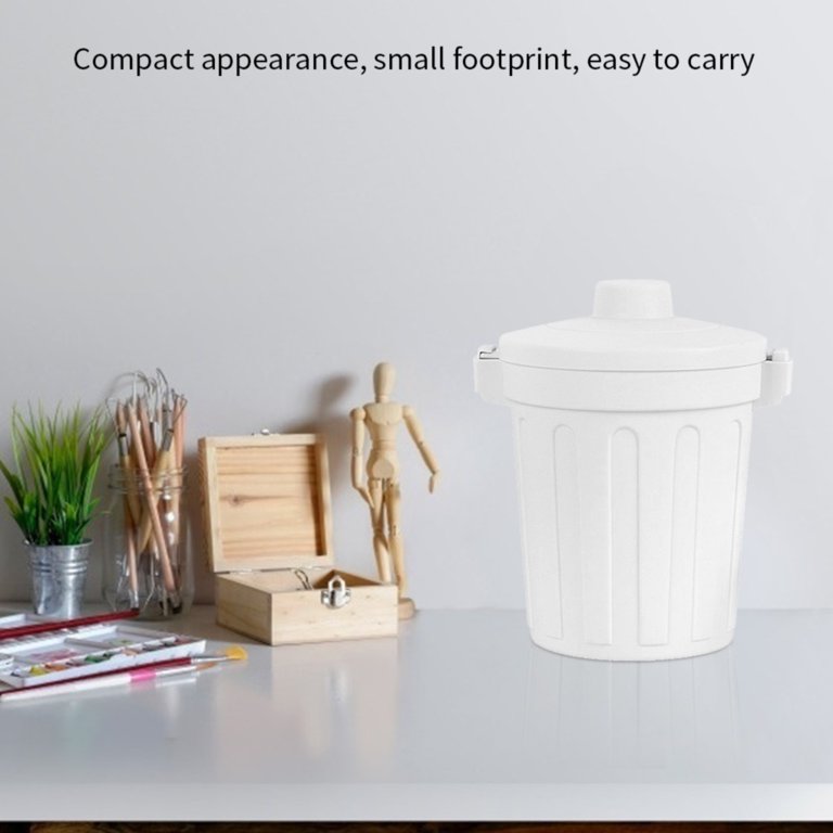 Hi,fancy Desktop Trash Can Plastic Small Garbage Bin Waste Storage Bucket for Office Coffee Table, White, Size: Show As Pictures