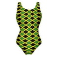 thumbnail image 2 of Jamaica Flag Swimsuit Green And Yellow Swimwear OnePiece Vaion Bath Bodysuit Cut Out Bathing Suit Women Push Up Beach Wear, 2 of 5