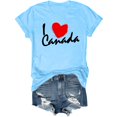 thumbnail image 4 of AQUARIVE T-Shirts à Manches Courtes pour Femmes, Impression Tendance, Col Rond, Coton Confortable, Été, Décontracté, Bleu Clair P, 4 of 5