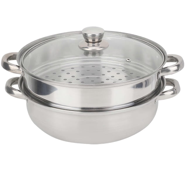 27cm/11in Stainless Steel Cookware Set, 2-Layer Steamer, Double Boiler Steamer, Soup Pot