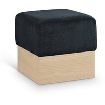 Meridian Furniture Havre Black Velour Fur Fabric Ottoman/Stool
