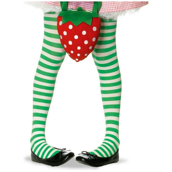 Child's Green And White Stripe Tights Large 7-10 Costume Accessory