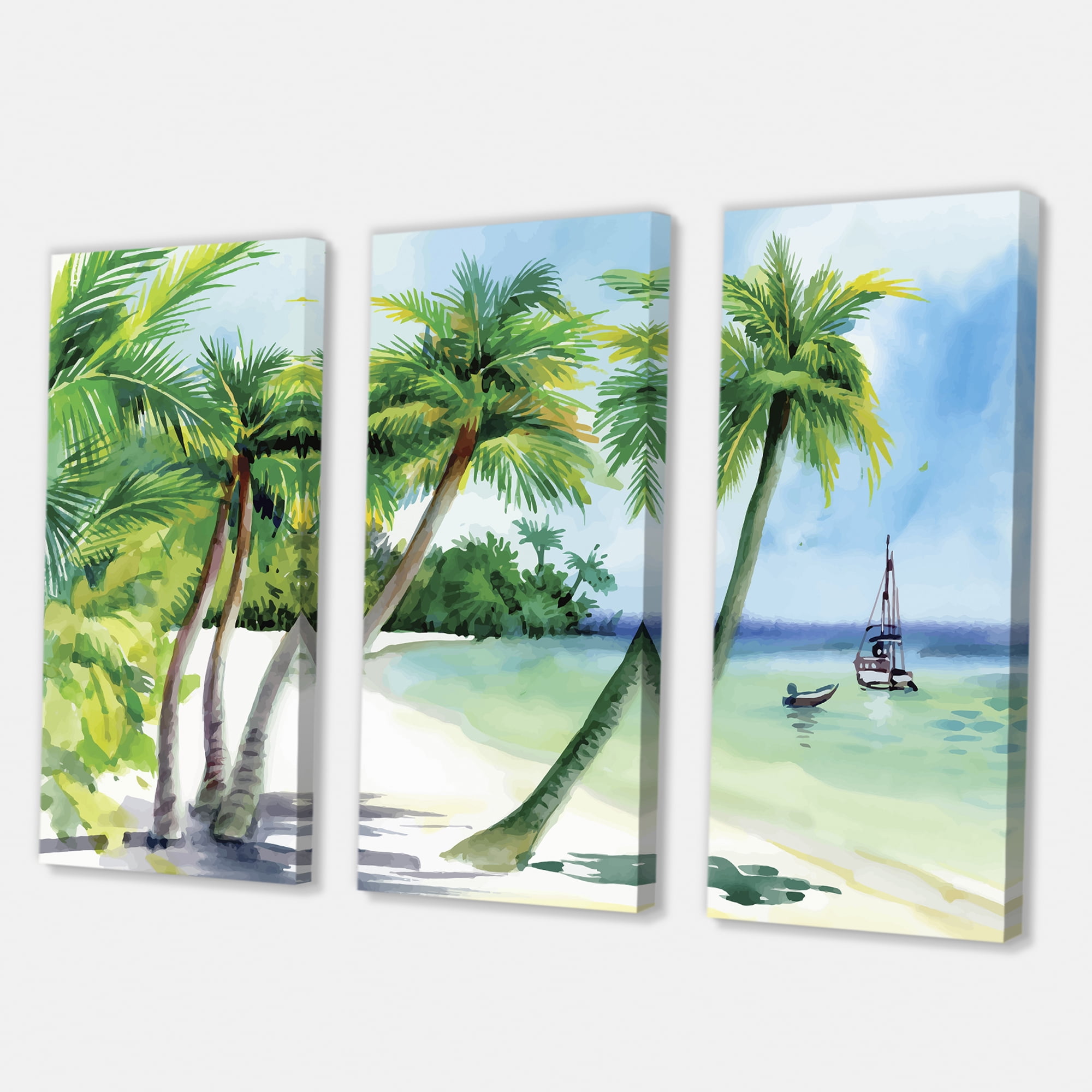 Designart ' Palm Trees With Summer Beach ' Nautical & Coastal Canvas Wall Art Print