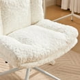 thumbnail image 3 of PORKISS Vanity Chair Makeup Chair, Home Office Chair, Ergonomic Desk Chair with Soft Faux Alpaca, Adjustable Swivel Task Computer Chair with Wheels, Cream, 3 of 10