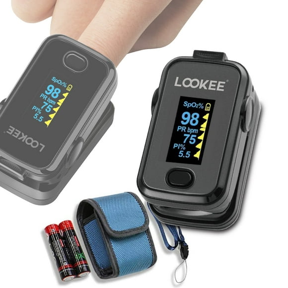 LOOKEE® A310L (Black) Premium Finger Pulse Oximeter | Fingertip Blood Oxygen Saturation Monitor with Alarm and Perfusion Index | Authorized by Health Canada | From a Proud Canadian Brand