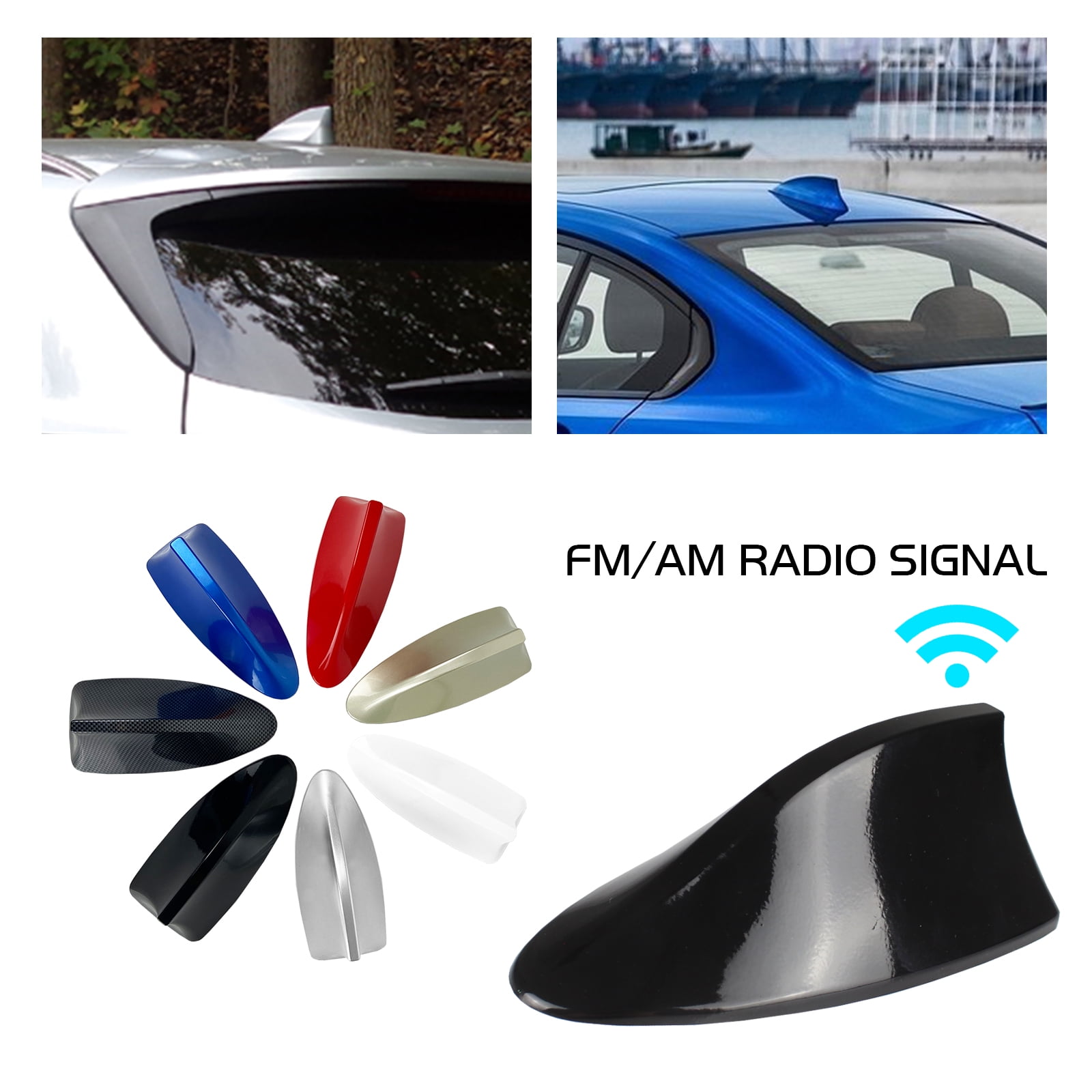 Functional BLACK Shark Fin Universal Car Roof Antenna Shark Fin Radio Receiver FM Aerial Signal Accessories 