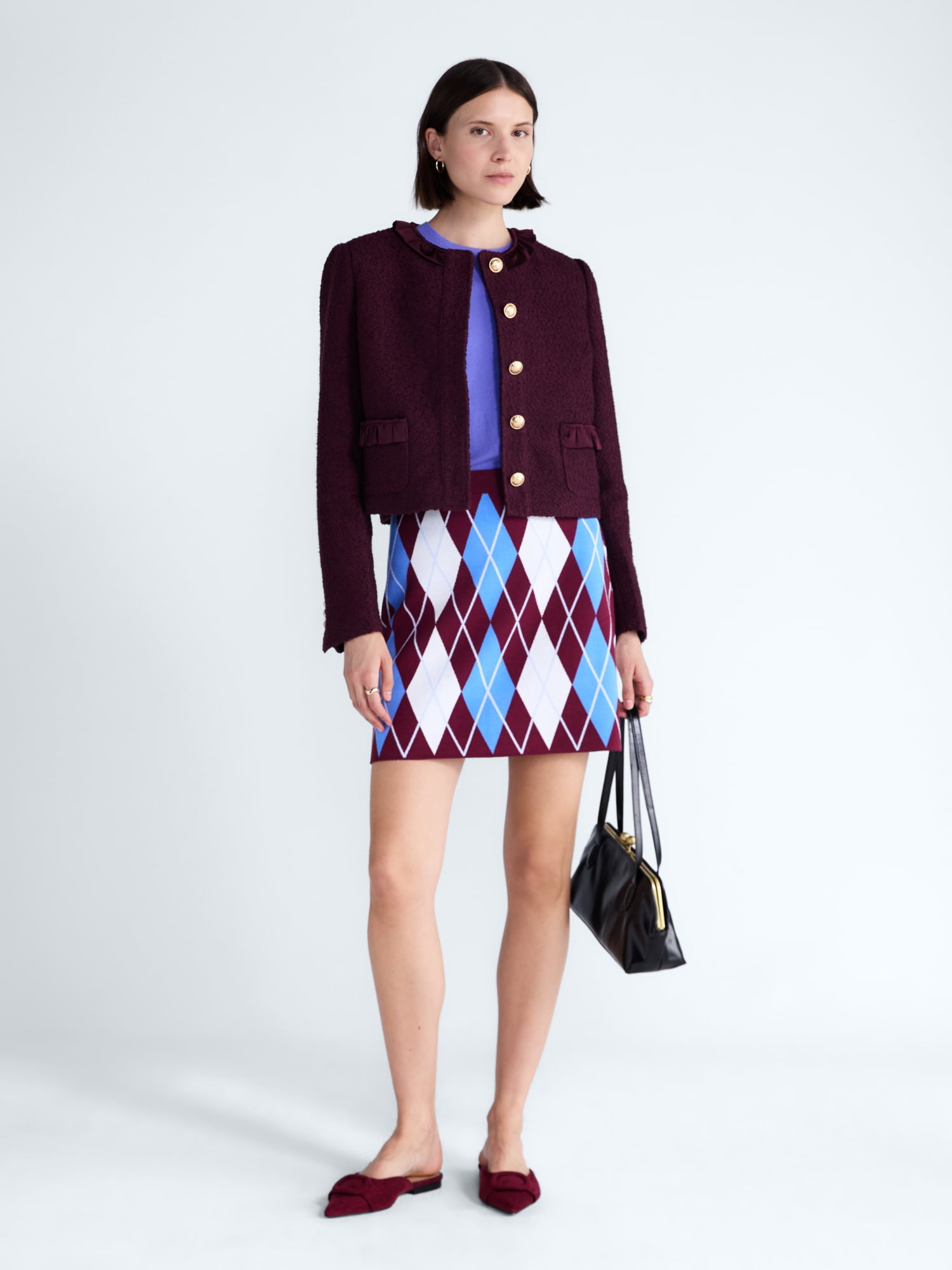 Free Assembly Women’s and Women's Plus Ruffle Trim Nubby Jacket with Long Sleeves, Sizes XS-4X