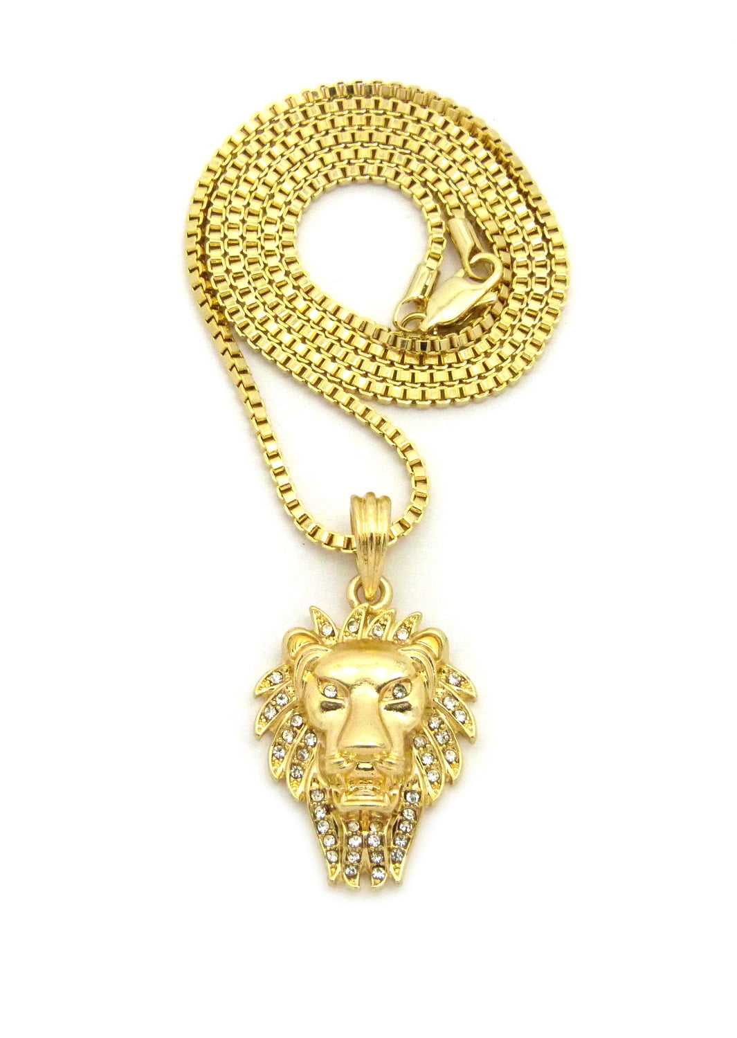 Stone Stud Dollar Sign Micro Pendant with 2mm 24 Box Chain Necklace Gold-Tone Stone Stud Dollar Sign Micro Pendant with 2mm 24 Box Chain Necklace Gold-Tone