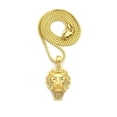 thumbnail image 2 of Gold Stainless Steel Lion Head Pendant With 30" Box Chain - 44g, 316L, R518 2 of 6