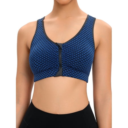 FOCUSSEXY Front Zipper Sports Bras with Removable Pad for Women Wireless Racerback Yoga Bras Post-Surgery Bra Workout Gym Tank Tops Vest