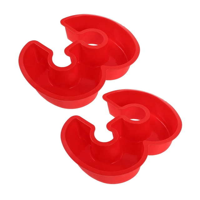 GOOHOCHY Silicone Number Cake Pans 2Pcs Red Temperature Resistant Non Stick For Bakers Birthday Celebration