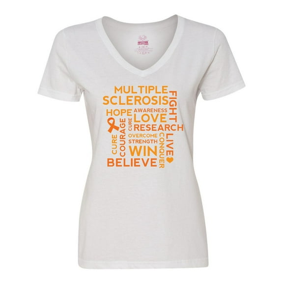 Inktastic Multiple Sclerosis Awareness word cloud Women's V-Neck T-Shirt