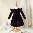 thumbnail image 3 of WIBACKER Kids Baby Girls Long Sleeve Velvet Dress Autumn Winter Princess Party Dresses, 3 of 7