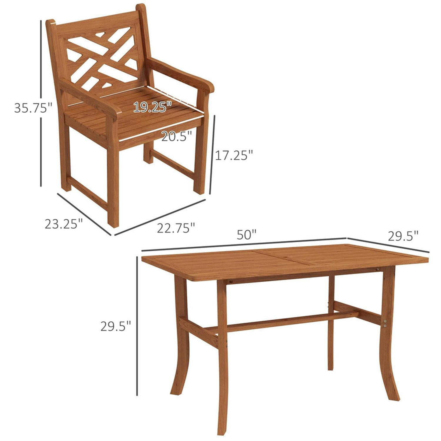 Demi Bonn 5-Piece Teak Outdoor Dining Set, All-Weather Wood Table & Chairs for Backyard, Garden, Poolside, Deck, Brown