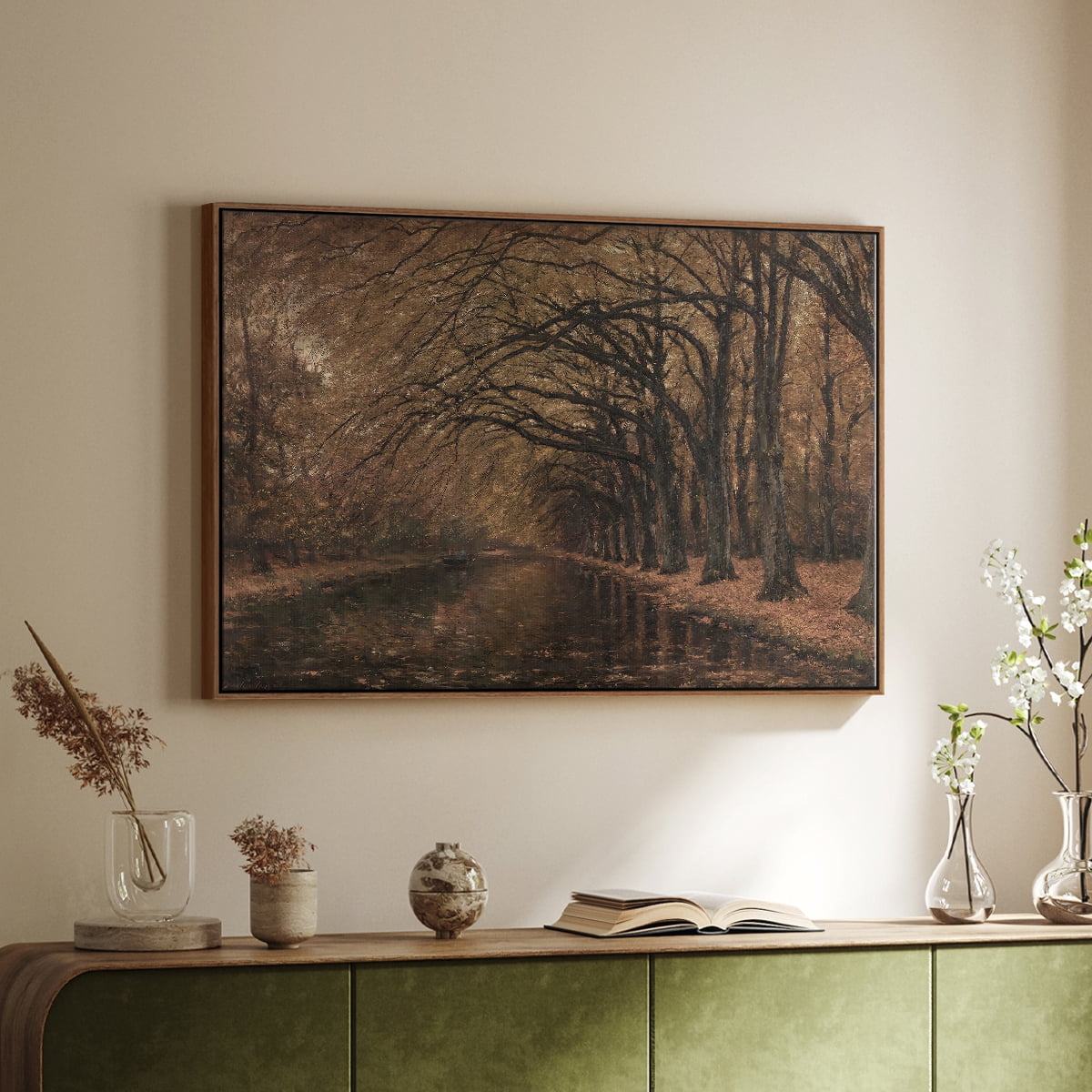 Vintage Landscape-CCCXXXII By Wexford Home Framed in Walnut Wood Gallery Wrapped Canvas 27 in. x 41 in.