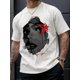 thumbnail image 1 of Men's Tee - Loose Fit, Breathable Cotton Blend, Crew Neck, Short Sleeve Shirt with Unique Portrait Design - For Men - Suitable for Casual Wear, Everyday Use, Casual Sporty Tee, Summer Gifts, 1 of 7