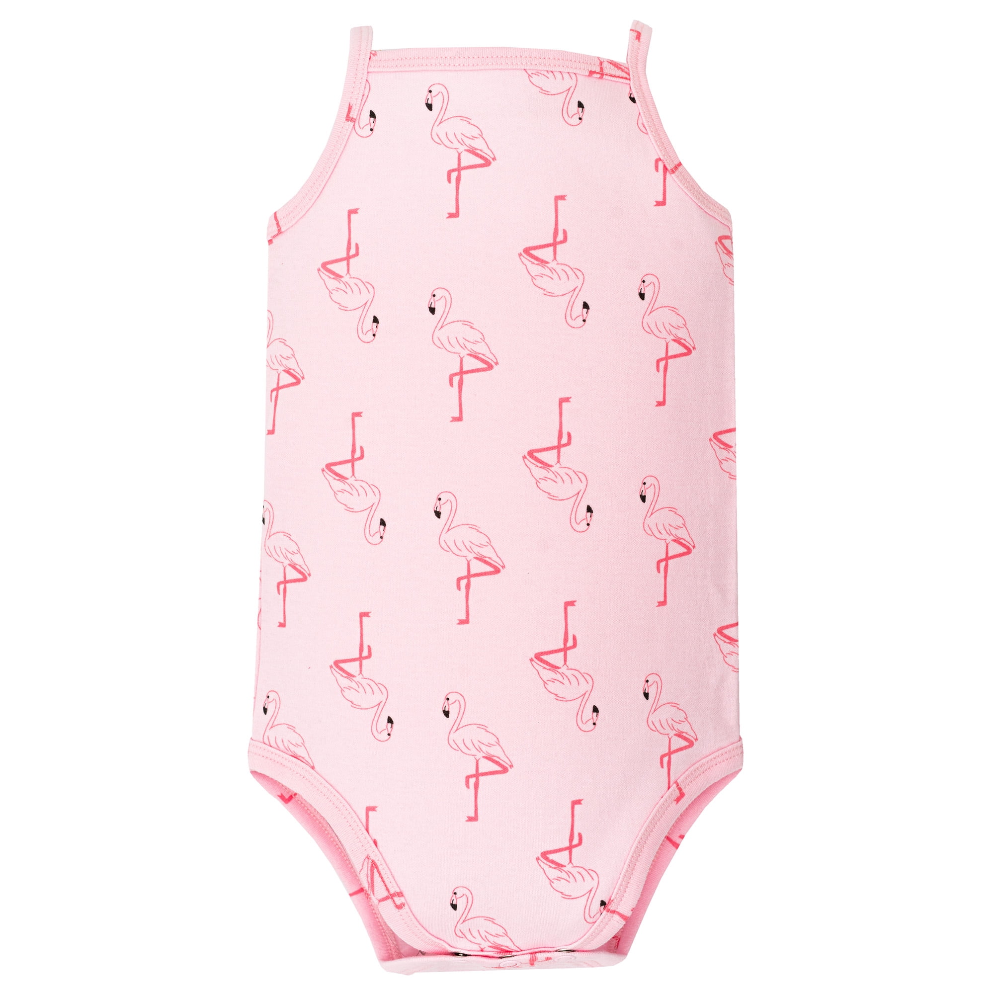 Hudson Baby Girl Cotton Sleeveless Bodysuits 5-Pack, Tropical Flamingo, Preemie