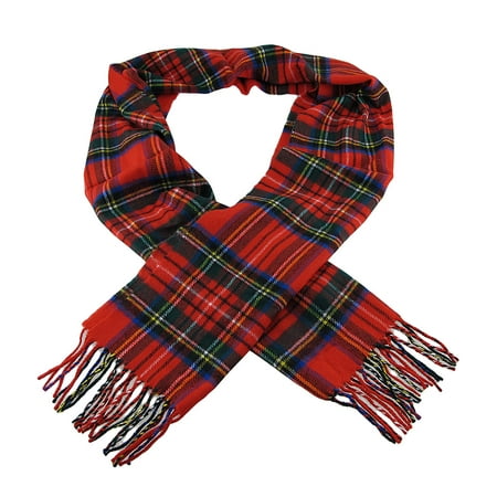 100% Cashmere Red / Green Tartan Plaid Winter Scarf - Walmart.com