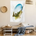 thumbnail image 2 of Fishing Tapestry, Largemouth Sea Bass Catching a Bite in Water Spray Motion Splashing Wild Image, Wall Hanging for Bedroom Living Room Dorm Decor, 60W X 80L Inches, Green Blue, by Ambesonne, 2 of 5
