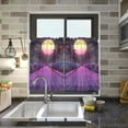 thumbnail image 4 of Yayeee Kitchen Curtains Tier Pair Light Filtering 27"x24" Rod Pocket Short Cafe Window Panel, Black Neon Road, 4 of 7